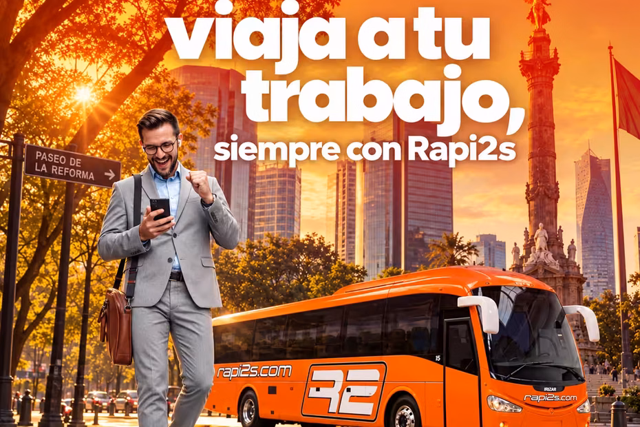 Persona viajando por trabajo en autobús y organizando sus actividades durante el trayecto