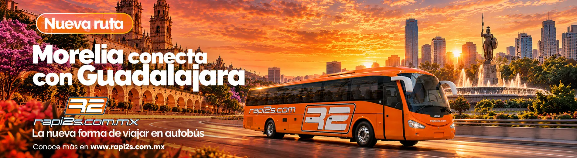 Rutas interurbanas de Rapi2s que conectan Morelia, Ciudad de México y Guadalajara