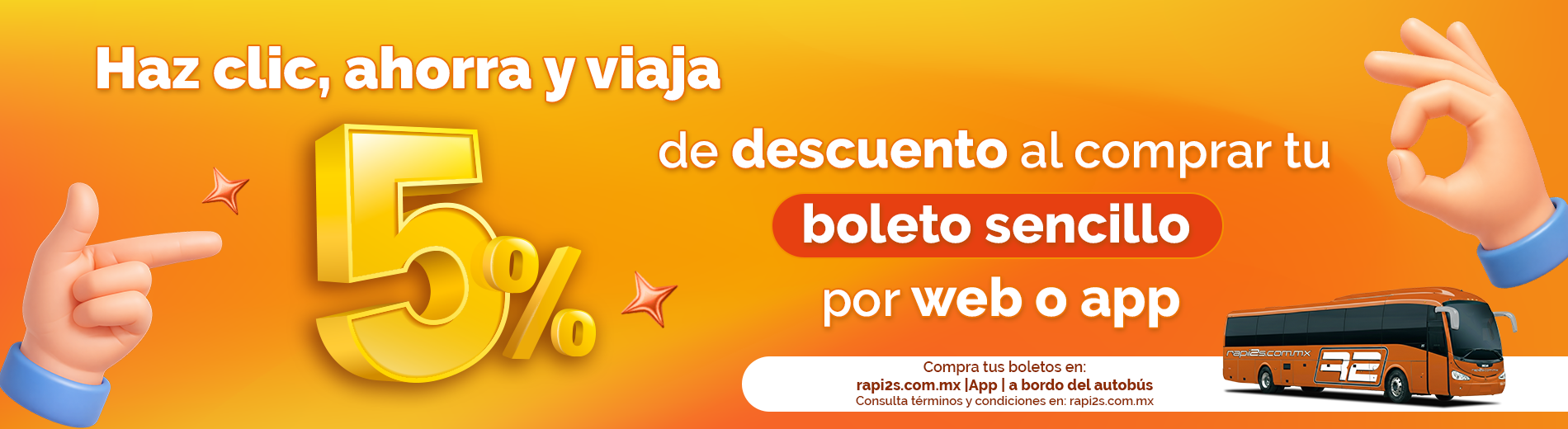 Descuento del 5% en compra de boletos por internet